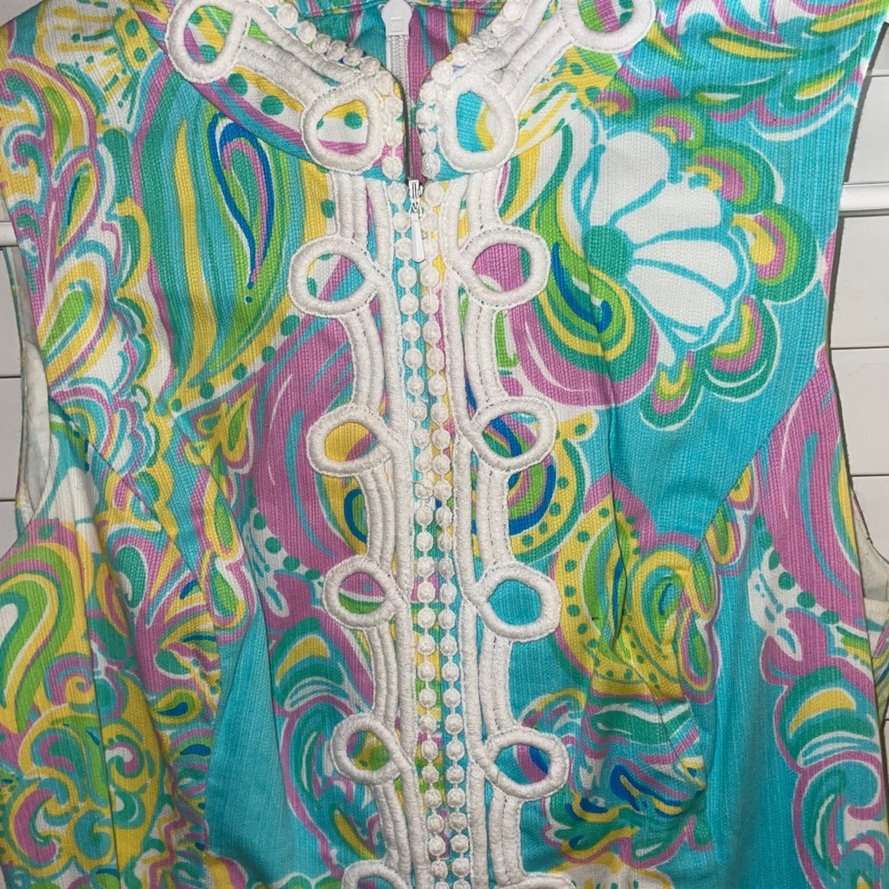 Lilly Pulitzer Shorely Blue Double Trouble Alexa Shift Dress Size 2 - Picture 6 of 7